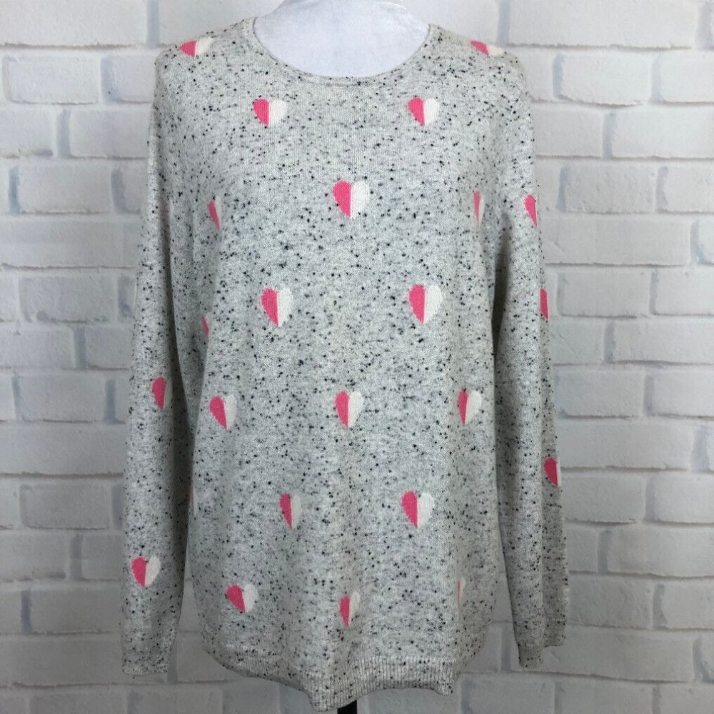 Talbots 100% Pure Cashmere Heart Sweater Petite Size PXL Gray